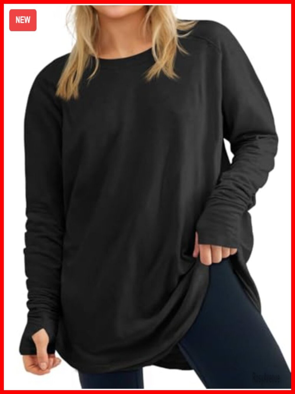 Plus Size Oversized Long Sleeve Tunic Tee Crew Neck Casual Top